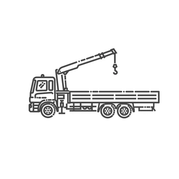 Crane truck. Industrial transport. Industrial machinery icons. Vector symbols — Stockový vektor