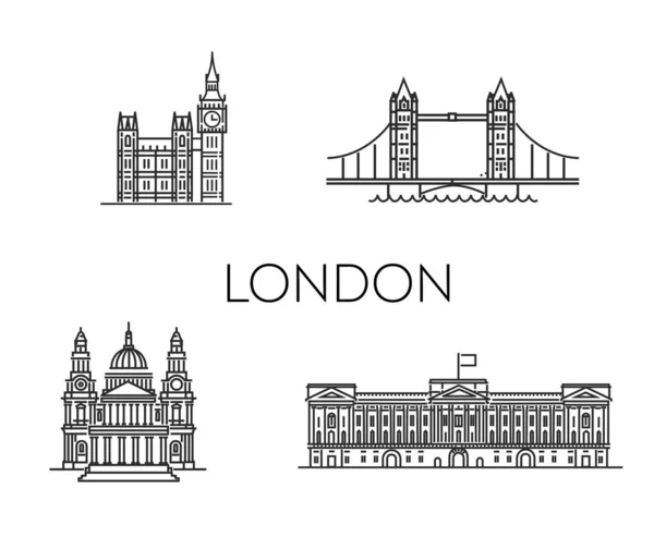 Ilustrasi skyline arsitektur London. - Stok Vektor