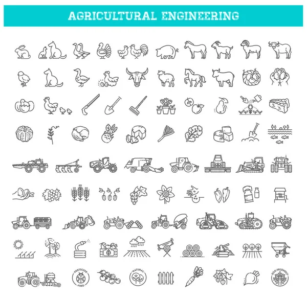 Maquinaria Agrícola Tractores Combinadores Equipos — Vector de stock