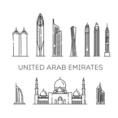 Birleşik Arap Emirlikleri 'nin doğrusal bayrağı. Vektör illüstrasyonu