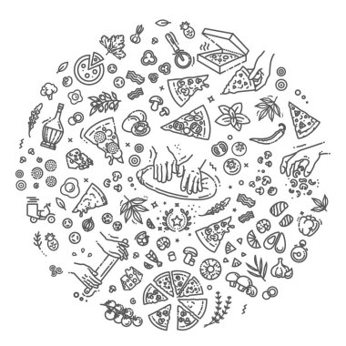 İtalyan geleneksel pizza vektörü ana hatları belirlendi