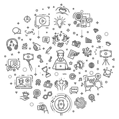 Basit vektör çizimi. Daire tasarım blogları, pazarlama ve iş dünyasındaki imza ve semboller