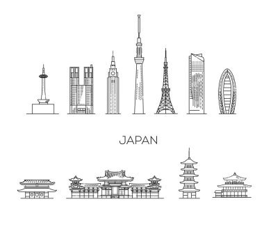 Japonya tatil ikonları ayarlandı. Vektör simgeleri ayarlandı