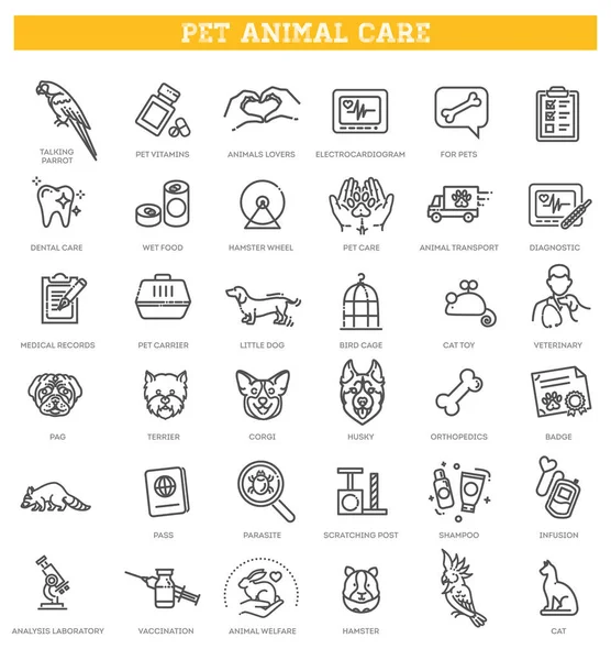 Veteriner ikonları hazır. Veteriner vektör simgelerinin ana hatları