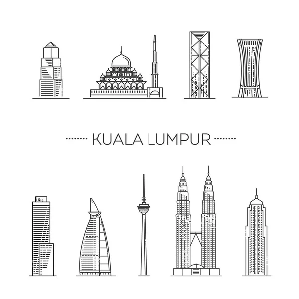 Banner Kuala Lumpur Skyline Flat Line Trendy Style Kuala Lumpur — Stock Vector