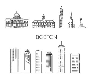 Boston, Massachusetts, tarihi yapı tarihi simgesi ince çizgi simgesi