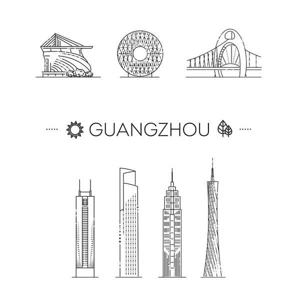 Banner Lineal Ciudad Guangzhou — Vector de stock