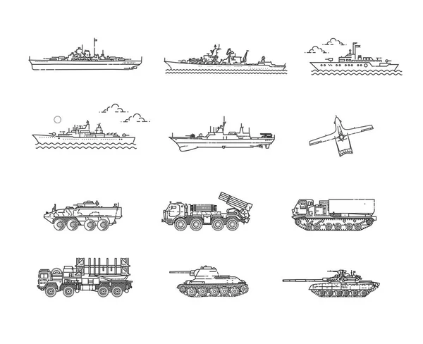 Military Set Military Technical Transport — стоковый вектор