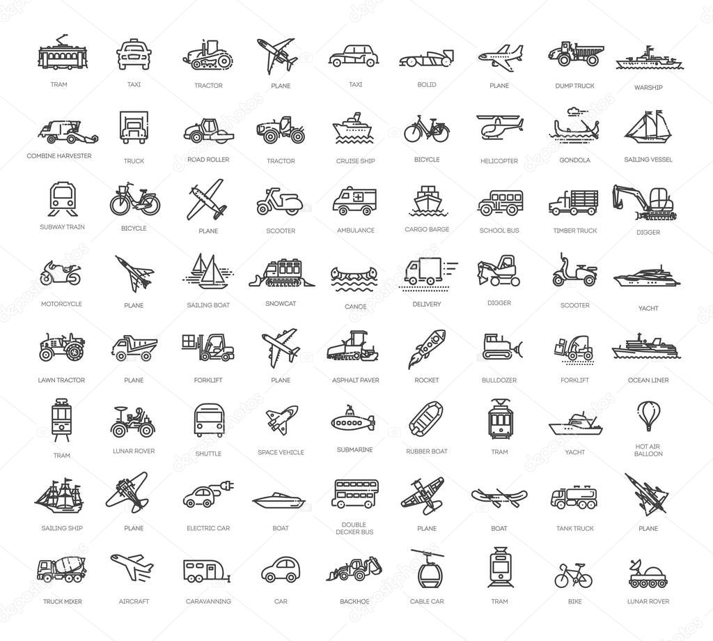 Outline icons collection. Simple vector illustration.