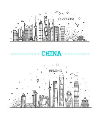 China, Line Art Vector. Vector illustration