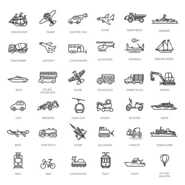 Taslak simge koleksiyonu. Basit vektör illüstrasyonu.