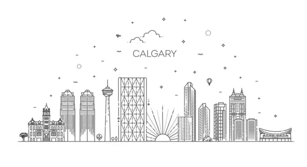 Calgary Cityscape Con Punti Riferimento — Vettoriale Stock