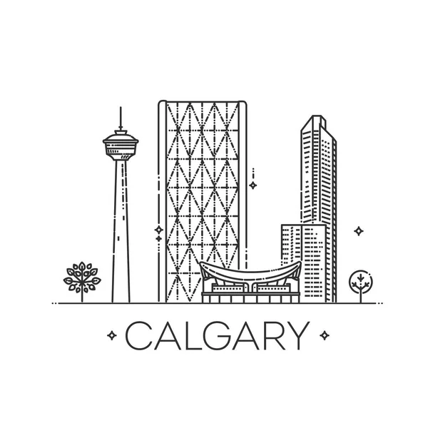 Calgary Cityscape Con Punti Riferimento — Vettoriale Stock