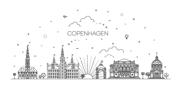 Copenhague Dinamarca Símbolos Contorno Vectorial — Vector de stock