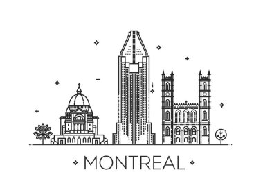 Montreal Kanada şehir silueti. Vektör İllüstrasyonu