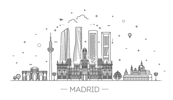 Τέχνη Της Γραμμής Της Μαδρίτης Εικονογράφηση Διανύσματος — Διανυσματικό Αρχείο