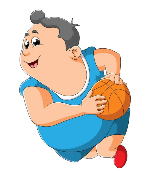 Gros Est Train Dribbler Boule Basket Illustration — Image vectorielle