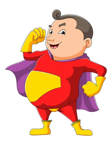 Pria Dengan Kostum Superhero Ilustrasi - Stok Vektor