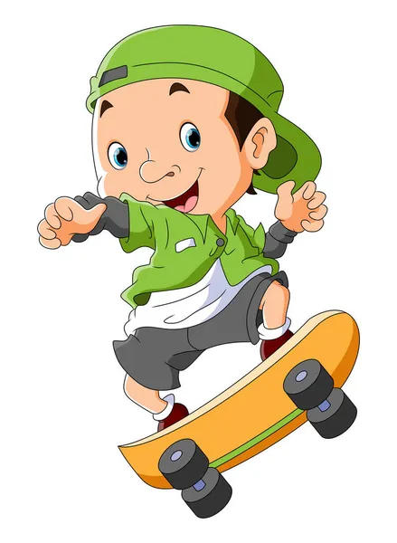 Boy Doing Attraction Skateboard Illustration — Stock Vector