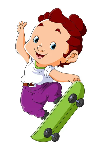 Cool Girl Playing Skateboard Illustration — Stock Vector