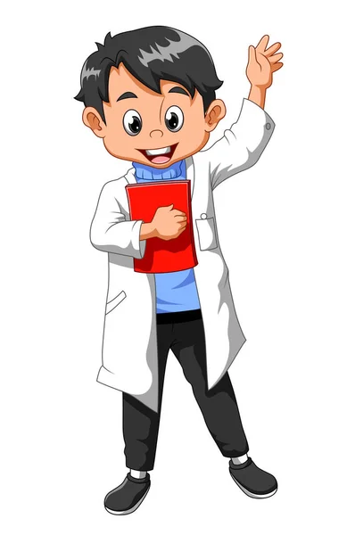 Young Doctor Waving Hands Illustration — Stock Vector