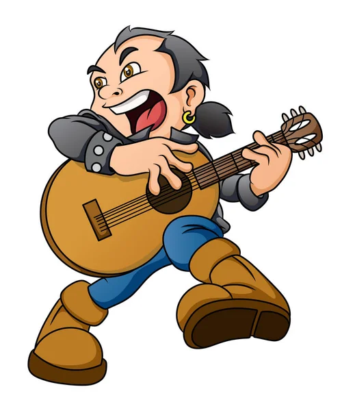 Musicien Rock Joue Guitare Illustration — Image vectorielle