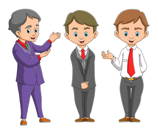 Grupo Homens Oficiais Está Apresentando Seu Amigo Ilustração — Vetor de Stock