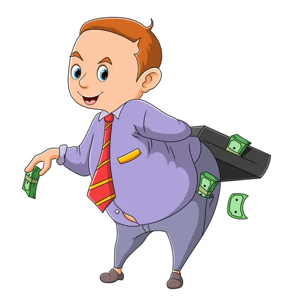 Chefe Está Posando Dando Dinheiro Corrupção Para Alguém Ilustração — Vetor de Stock