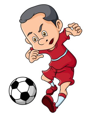 Profesyonel futbolcu resimli topa vuruyor.