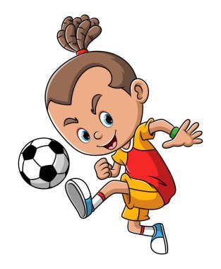 Profesyonel futbolcu resimli topa vuruyor.