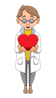 Doktor, kalp bebeğini illüstrasyon için tutuyor.