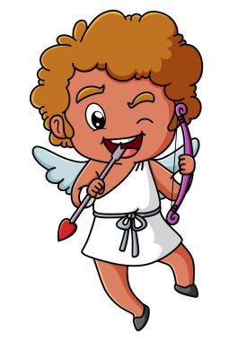 Küçük aşk çocuğu resimlerin aşk okunu tutuyor.