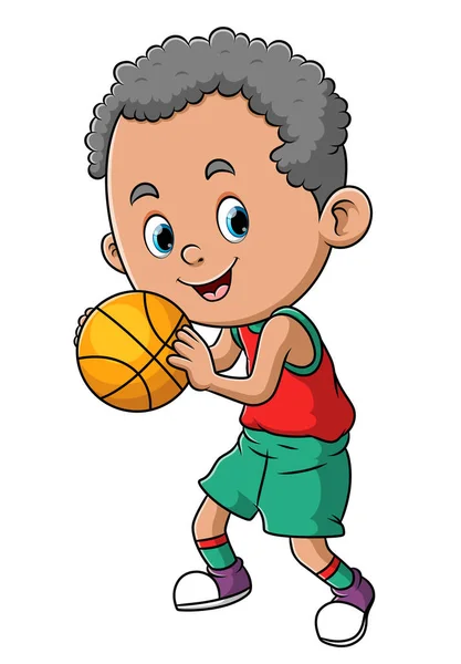 Joueur Professionnel Basket Ball Tient Balle Illustration — Image vectorielle