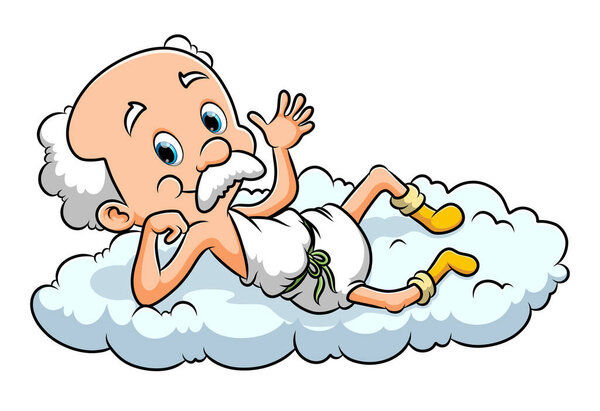 Старый Купидон лежит на облаке иллюстраций