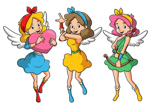 Farklı bir şekilde çizilmiş güzel bir melek grubu.