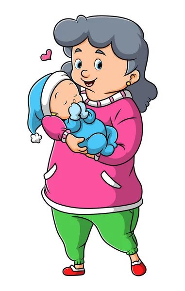 Mère Avec Bébé Célèbre Fête Des Mères Illustration — Image vectorielle