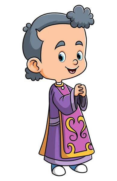 Little Girl Wearing Vestment Doing Mass Illustration — Stock Vector