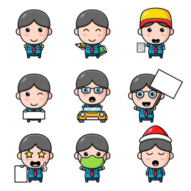 Maskot takımının resimlerini koyduğu okuldaki yakışıklı çocuk.