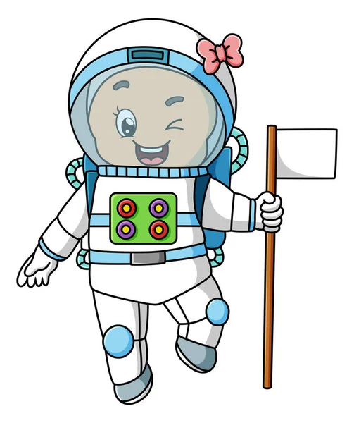 Astronautka Dziewczyna Ładny Kostium Astronauta Ilustracji — Wektor stockowy
