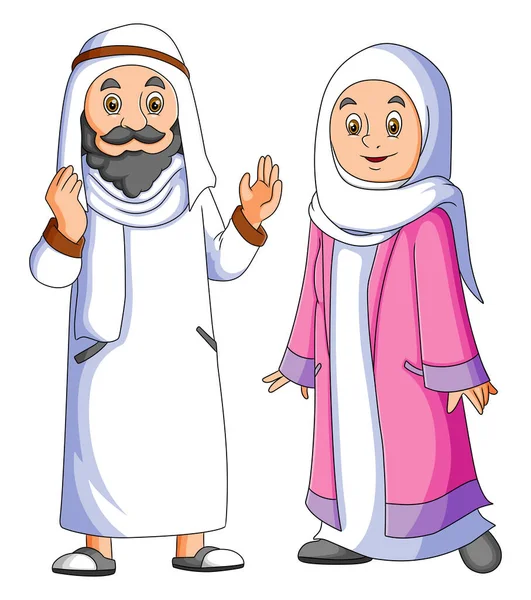 Couple Mother Father Celebrating Ramadan Illustration — Stock Vector