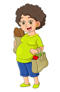 Hamile anne illüstrasyon pazarından döndü.