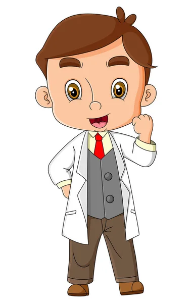 Professor Very Excited His Project Give Illustration — Stock Vector