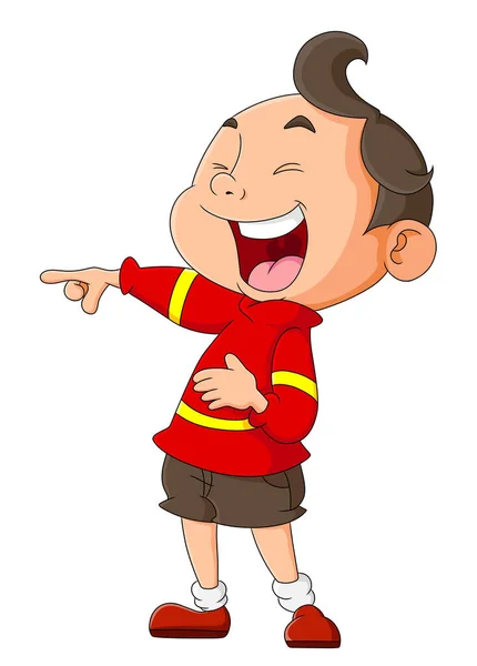 Boy Pointing Laughing Out Loud Someone Illustration — Stock vektor