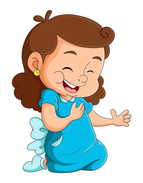 Happy Girl Laughing Out Loud While Sitting Illustration — Stockvector