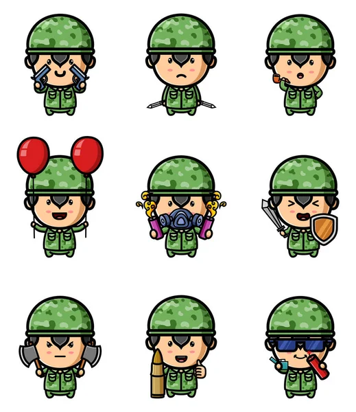 Savaş maskotları için silahı olan asker adam.