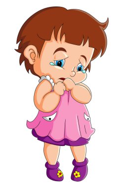 Küçük kız üzgün ve resimden çok yüksek sesle ağlıyor.