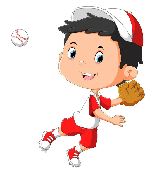 Baseball Player Catcher Trying Holding Ball Illustration — Stock vektor