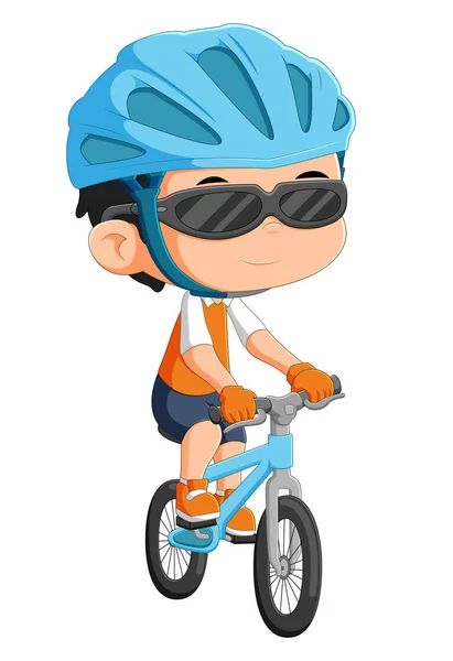 Biker Doing Cycling Sunny Day Illustration — Vector de stock
