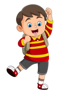 Mutlu çocuk okuldan sonra çok heyecanlı ve neşelidir.