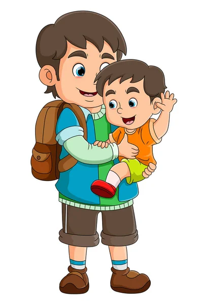 Father Holding Child Life Happy Together Illustration — Stok Vektör